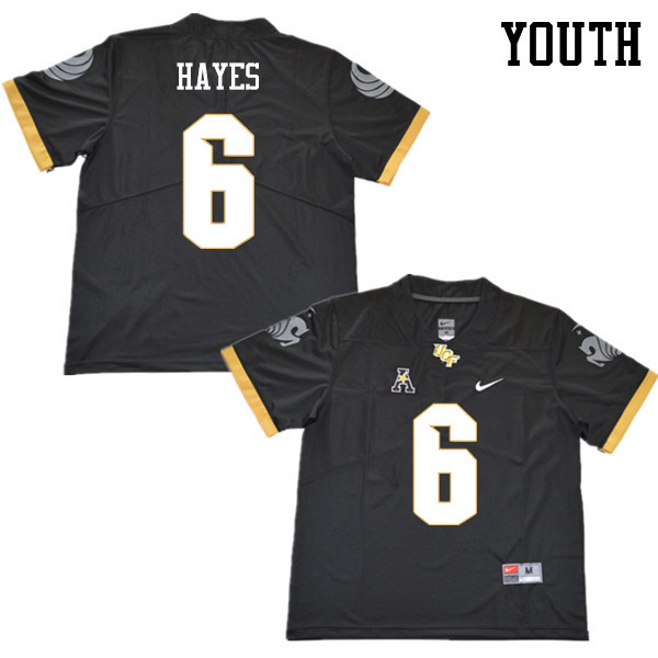 Youth #6 Brendon Hayes UCF Knights College Football Jerseys Sale-Black - Click Image to Close